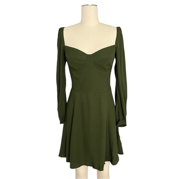 Reformation Mochi Dress Forest Green 8 - Picture 1 of 5